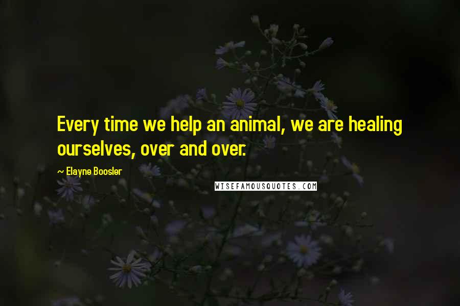 Elayne Boosler Quotes: Every time we help an animal, we are healing ourselves, over and over.