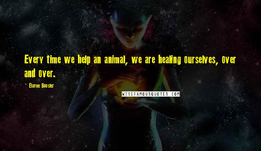 Elayne Boosler Quotes: Every time we help an animal, we are healing ourselves, over and over.