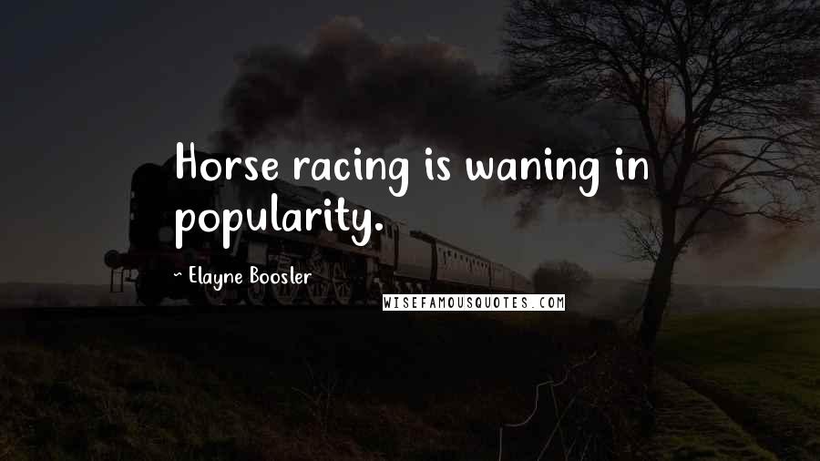 Elayne Boosler Quotes: Horse racing is waning in popularity.