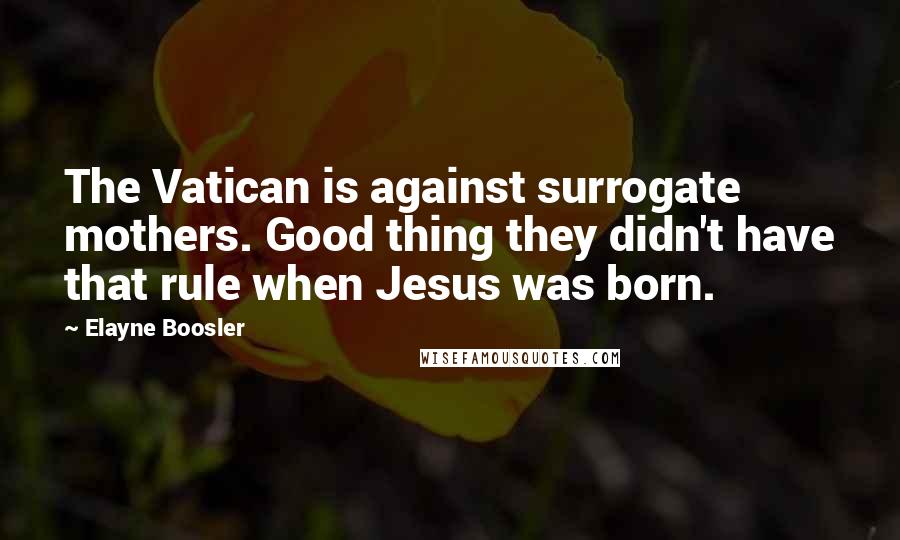 Elayne Boosler Quotes: The Vatican is against surrogate mothers. Good thing they didn't have that rule when Jesus was born.
