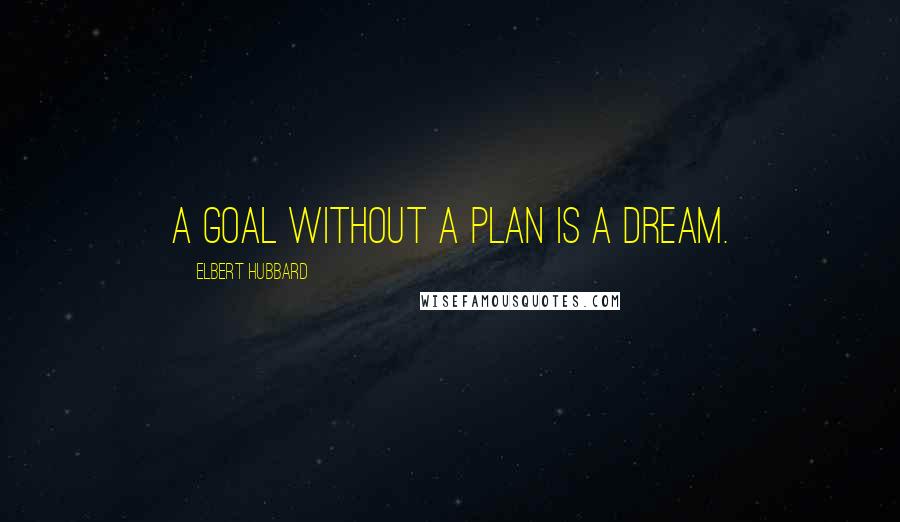 Elbert Hubbard Quotes: A goal without a plan is a dream.