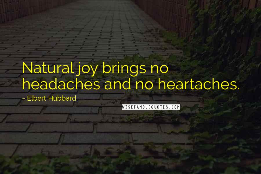 Elbert Hubbard Quotes: Natural joy brings no headaches and no heartaches.