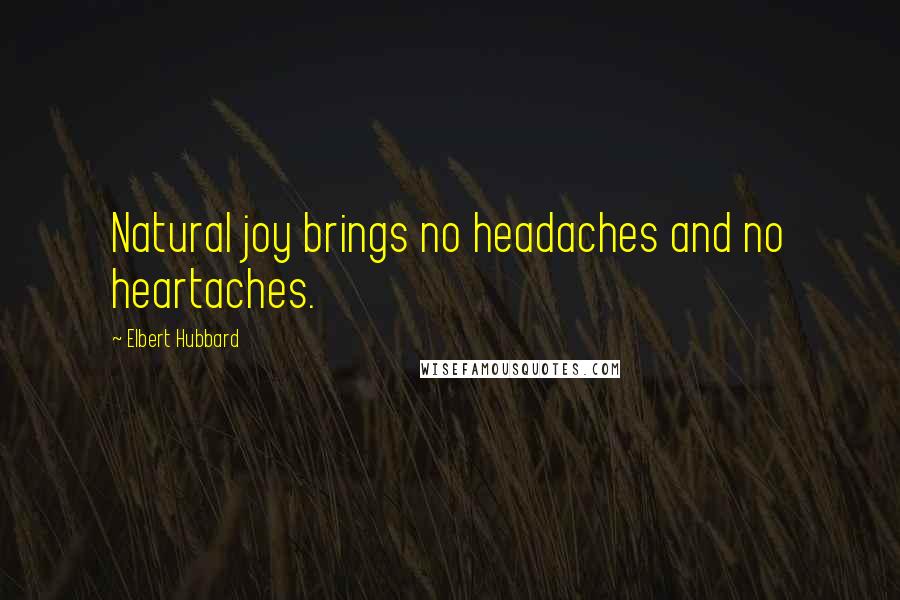 Elbert Hubbard Quotes: Natural joy brings no headaches and no heartaches.