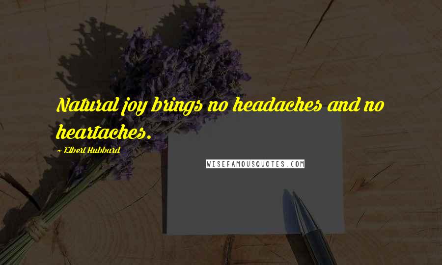 Elbert Hubbard Quotes: Natural joy brings no headaches and no heartaches.