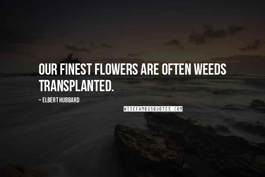 Elbert Hubbard Quotes: Our finest flowers are often weeds transplanted.