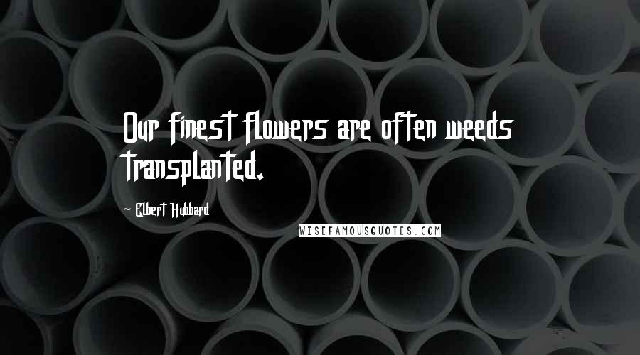 Elbert Hubbard Quotes: Our finest flowers are often weeds transplanted.