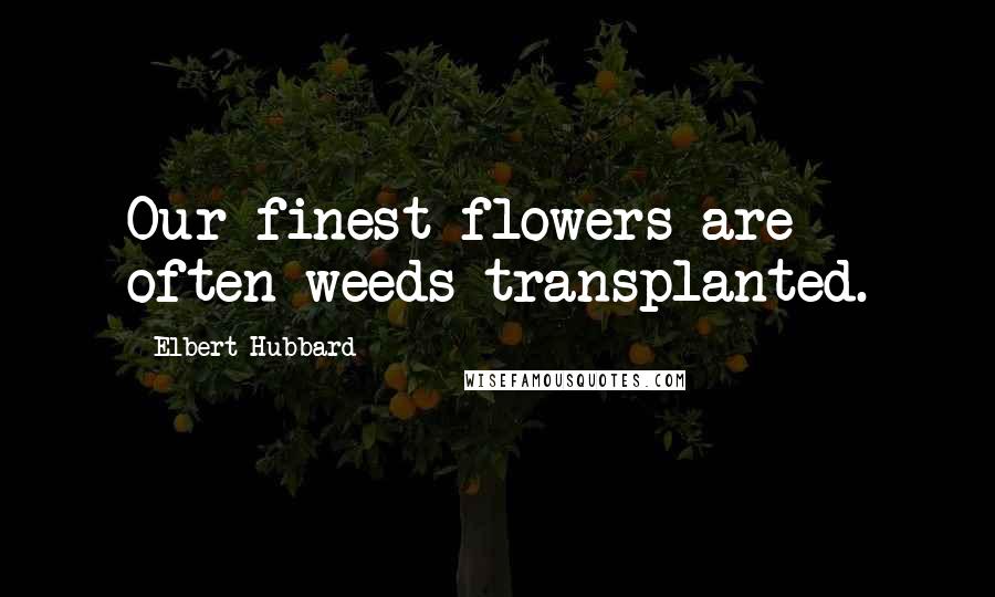 Elbert Hubbard Quotes: Our finest flowers are often weeds transplanted.