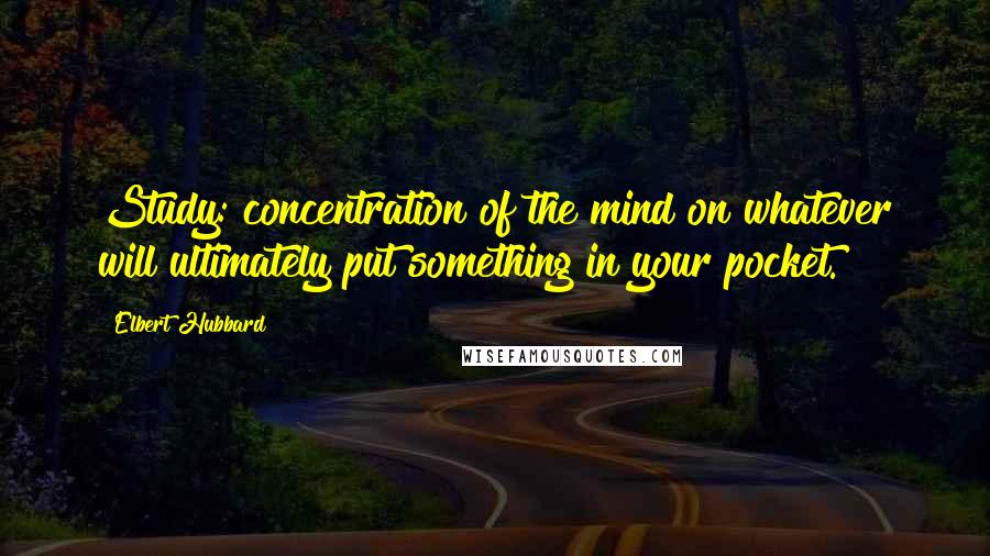 Elbert Hubbard Quotes: Study: concentration of the mind on whatever will ultimately put something in your pocket.