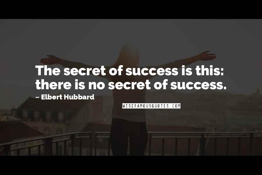 Elbert Hubbard Quotes: The secret of success is this: there is no secret of success.