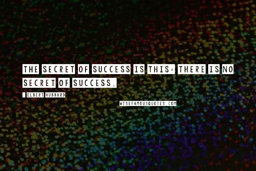 Elbert Hubbard Quotes: The secret of success is this: there is no secret of success.