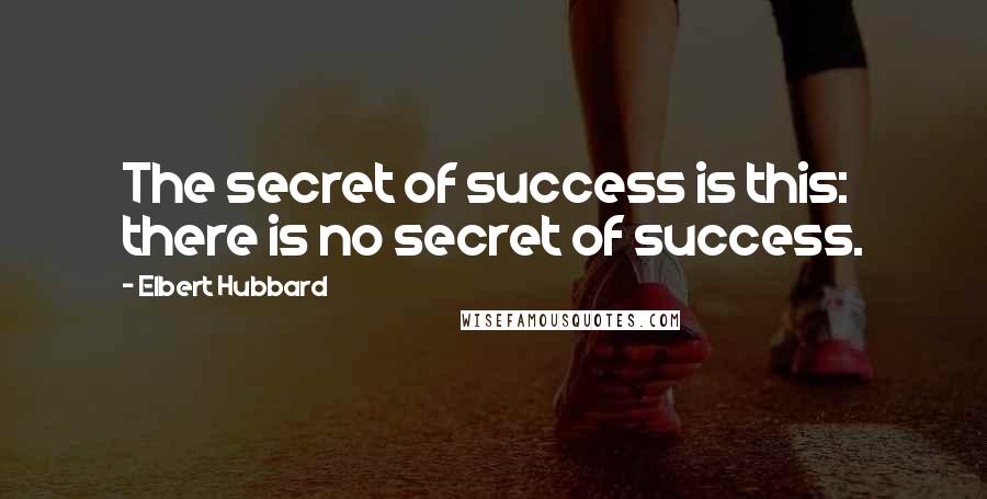 Elbert Hubbard Quotes: The secret of success is this: there is no secret of success.