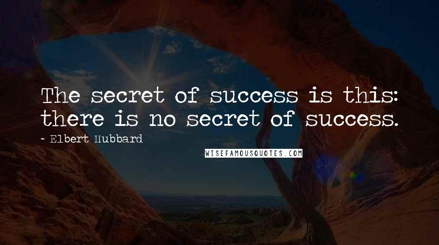 Elbert Hubbard Quotes: The secret of success is this: there is no secret of success.