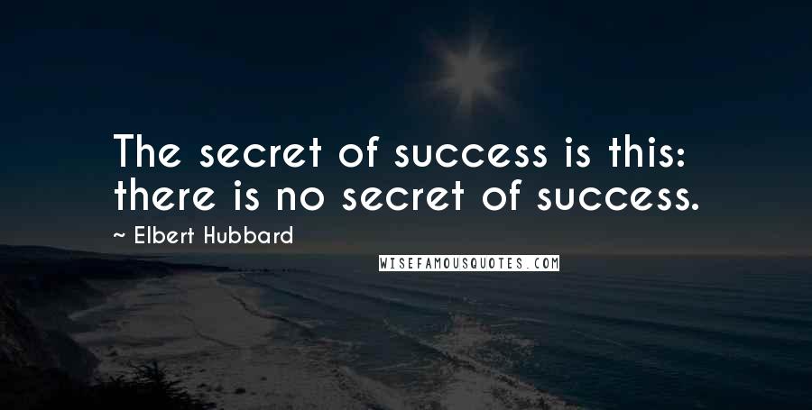 Elbert Hubbard Quotes: The secret of success is this: there is no secret of success.