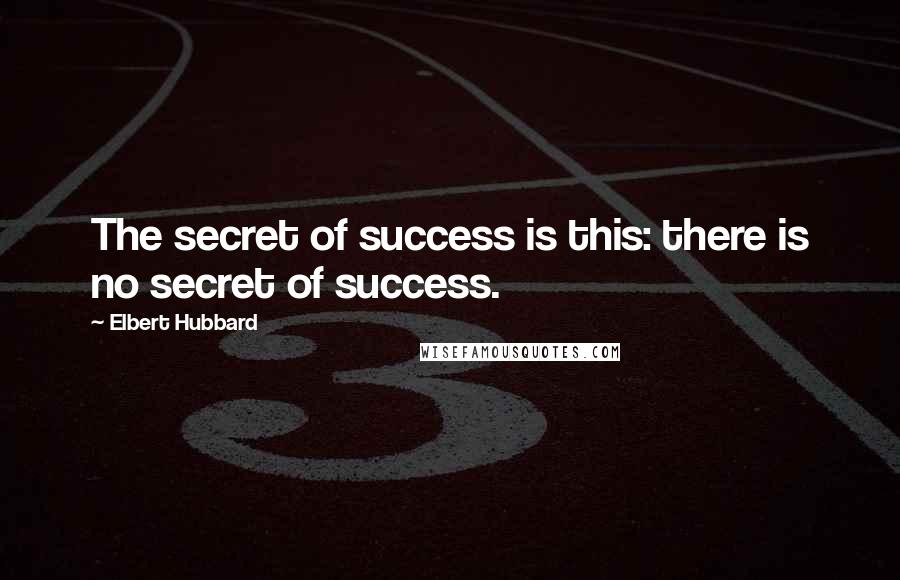 Elbert Hubbard Quotes: The secret of success is this: there is no secret of success.