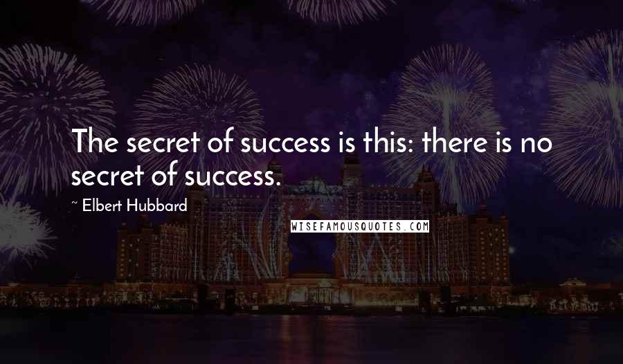 Elbert Hubbard Quotes: The secret of success is this: there is no secret of success.