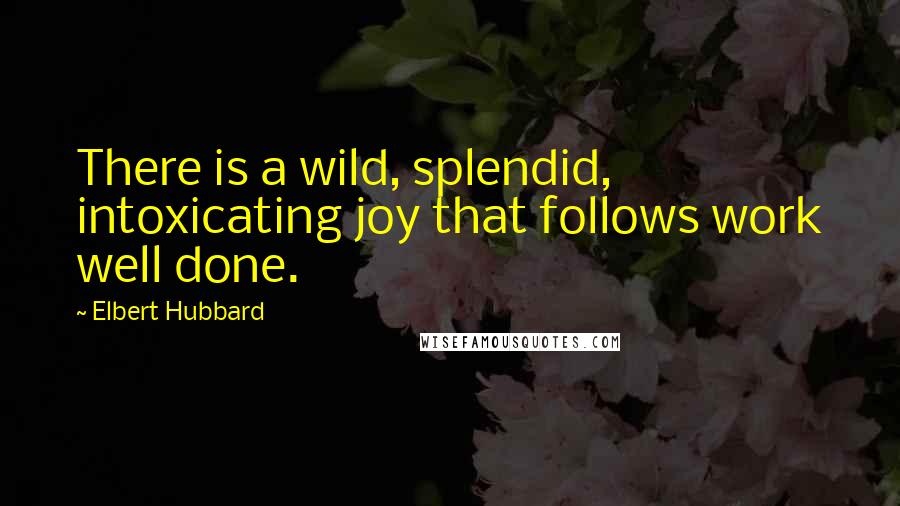 Elbert Hubbard Quotes: There is a wild, splendid, intoxicating joy that follows work well done.