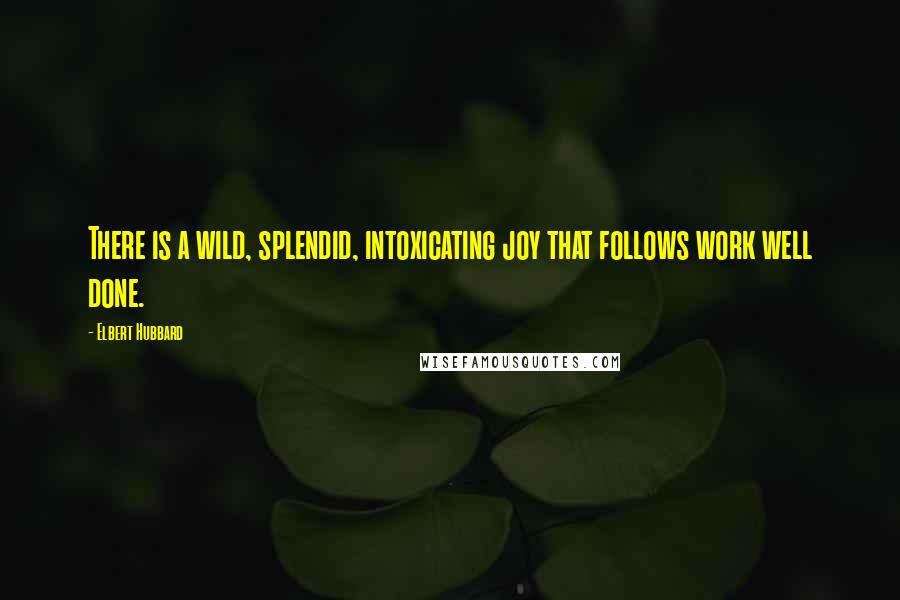 Elbert Hubbard Quotes: There is a wild, splendid, intoxicating joy that follows work well done.