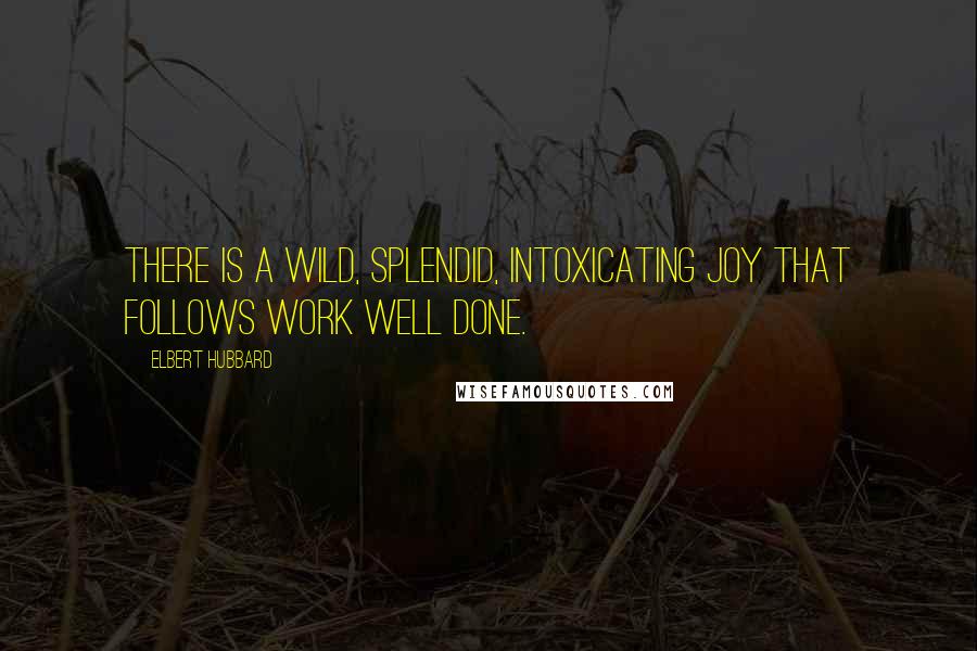 Elbert Hubbard Quotes: There is a wild, splendid, intoxicating joy that follows work well done.