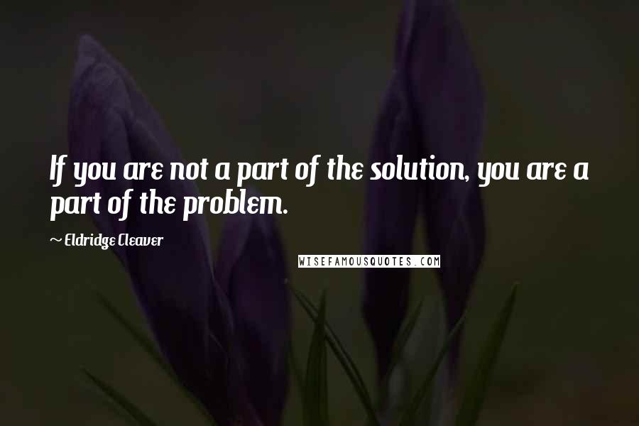 Eldridge Cleaver Quotes: If you are not a part of the solution, you are a part of the problem.