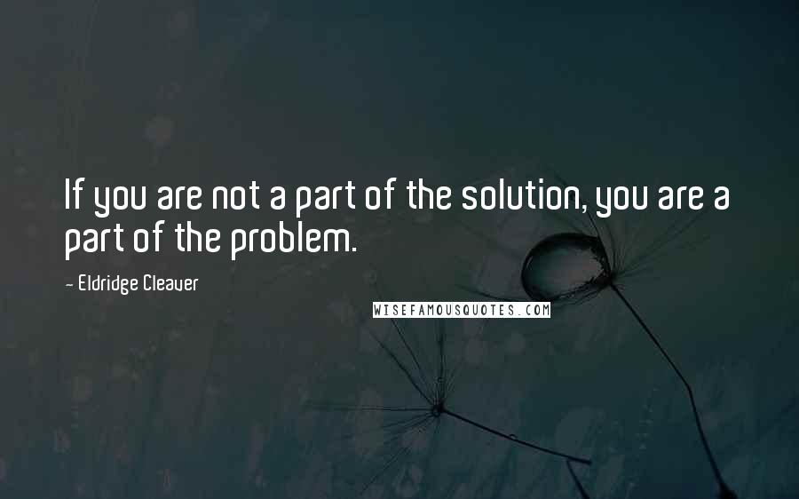 Eldridge Cleaver Quotes: If you are not a part of the solution, you are a part of the problem.