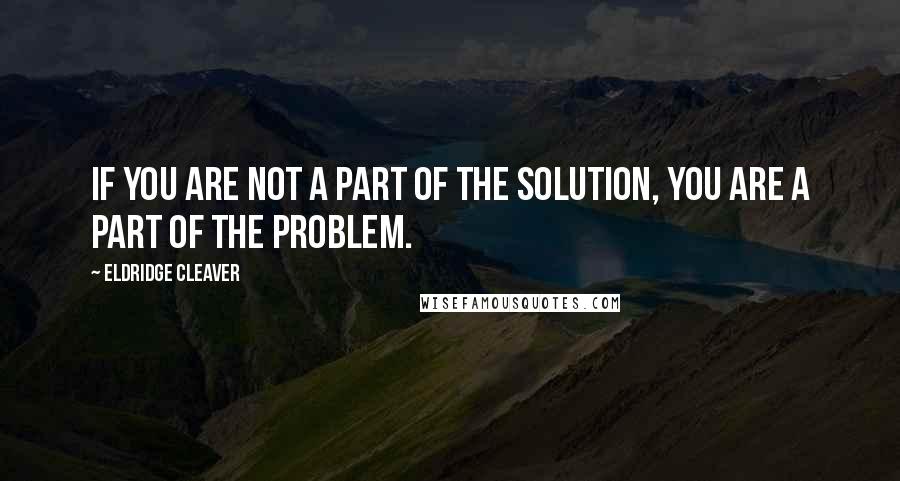 Eldridge Cleaver Quotes: If you are not a part of the solution, you are a part of the problem.