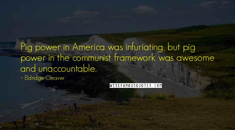 Eldridge Cleaver Quotes: Pig power in America was infuriating, but pig power in the communist framework was awesome and unaccountable.