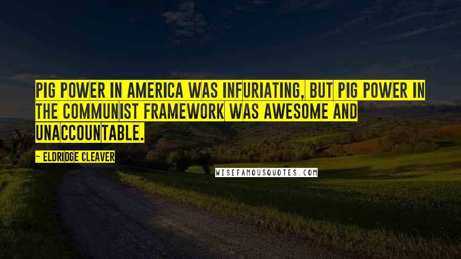 Eldridge Cleaver Quotes: Pig power in America was infuriating, but pig power in the communist framework was awesome and unaccountable.