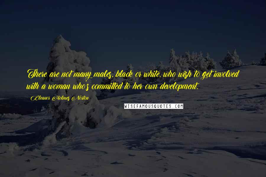 Eleanor Holmes Norton Quotes: There are not many males, black or white, who wish to get involved with a woman who's committed to her own development.