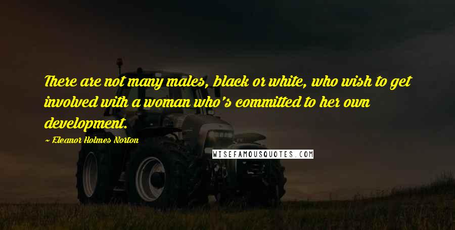 Eleanor Holmes Norton Quotes: There are not many males, black or white, who wish to get involved with a woman who's committed to her own development.