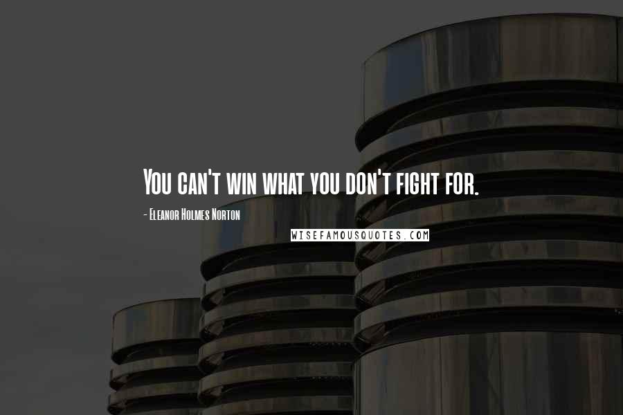 Eleanor Holmes Norton Quotes: You can't win what you don't fight for.