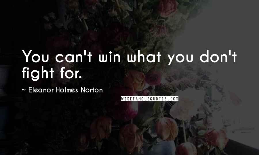 Eleanor Holmes Norton Quotes: You can't win what you don't fight for.