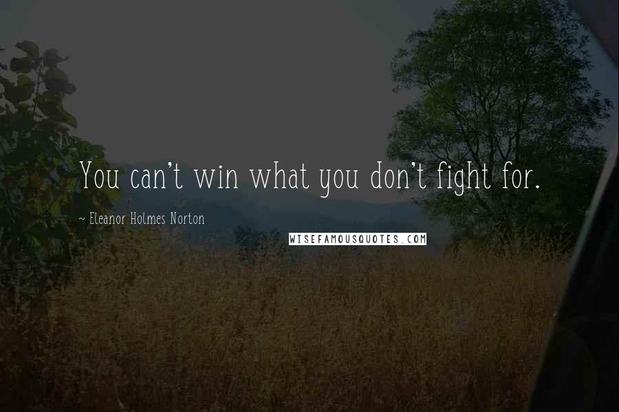 Eleanor Holmes Norton Quotes: You can't win what you don't fight for.