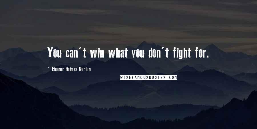 Eleanor Holmes Norton Quotes: You can't win what you don't fight for.