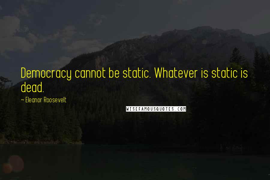 Eleanor Roosevelt Quotes: Democracy cannot be static. Whatever is static is dead.