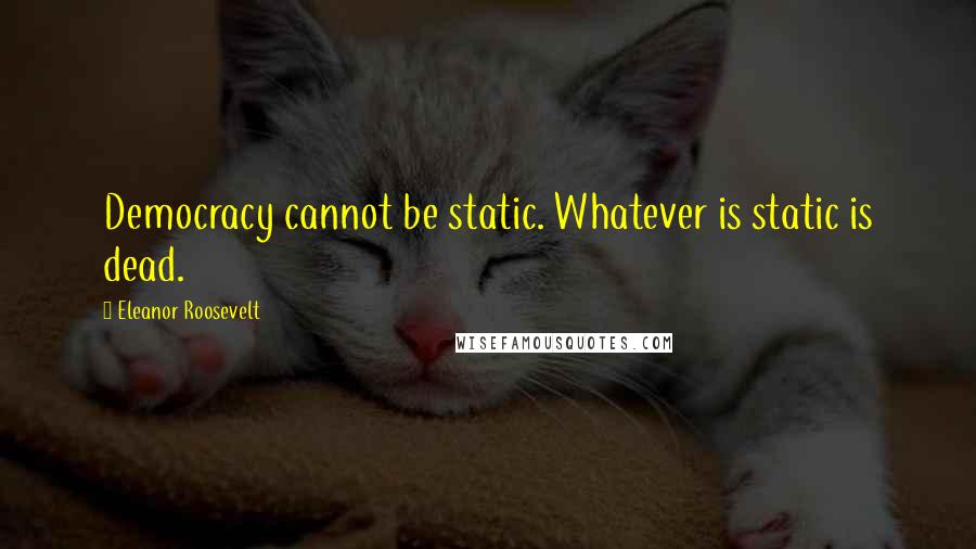 Eleanor Roosevelt Quotes: Democracy cannot be static. Whatever is static is dead.