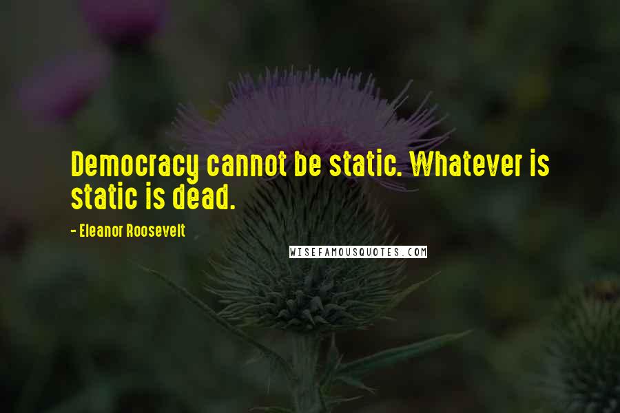 Eleanor Roosevelt Quotes: Democracy cannot be static. Whatever is static is dead.