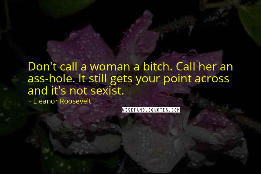 Eleanor Roosevelt Quotes: Don't call a woman a bitch. Call her an ass-hole. It still gets your point across and it's not sexist.