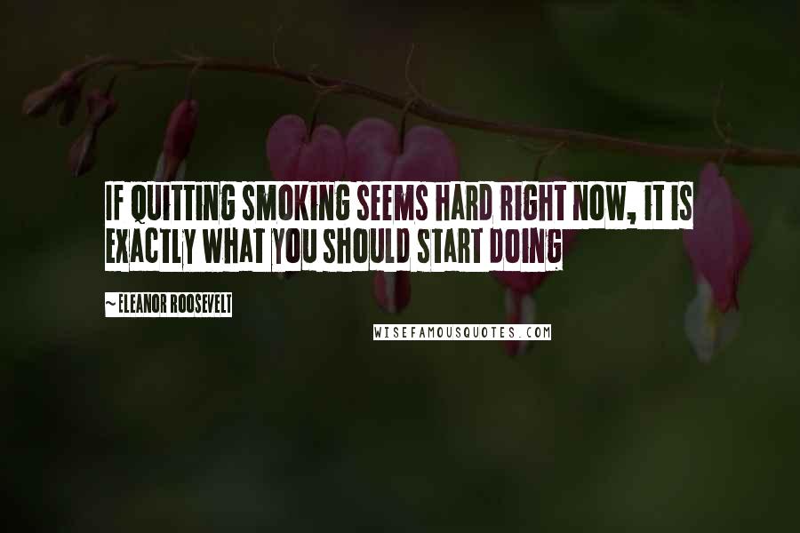 Eleanor Roosevelt Quotes: If quitting smoking seems hard right now, it is exactly what you should start doing