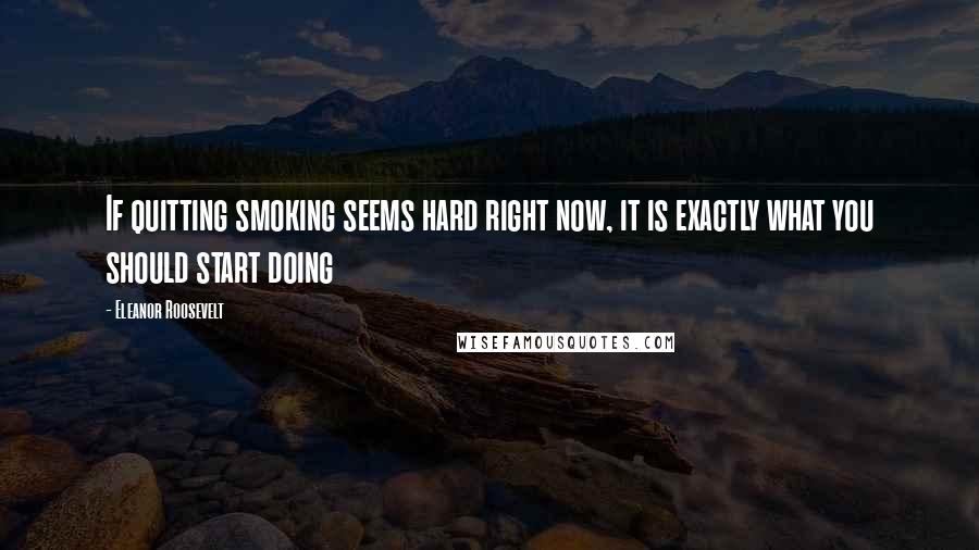 Eleanor Roosevelt Quotes: If quitting smoking seems hard right now, it is exactly what you should start doing