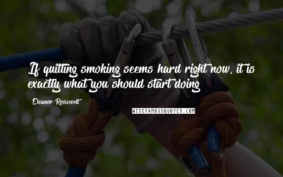 Eleanor Roosevelt Quotes: If quitting smoking seems hard right now, it is exactly what you should start doing