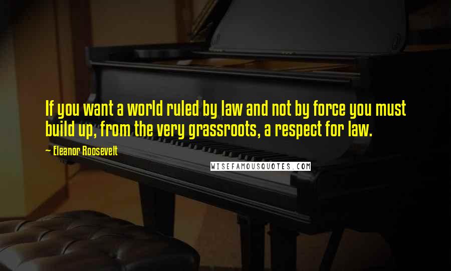Eleanor Roosevelt Quotes: If you want a world ruled by law and not by force you must build up, from the very grassroots, a respect for law.