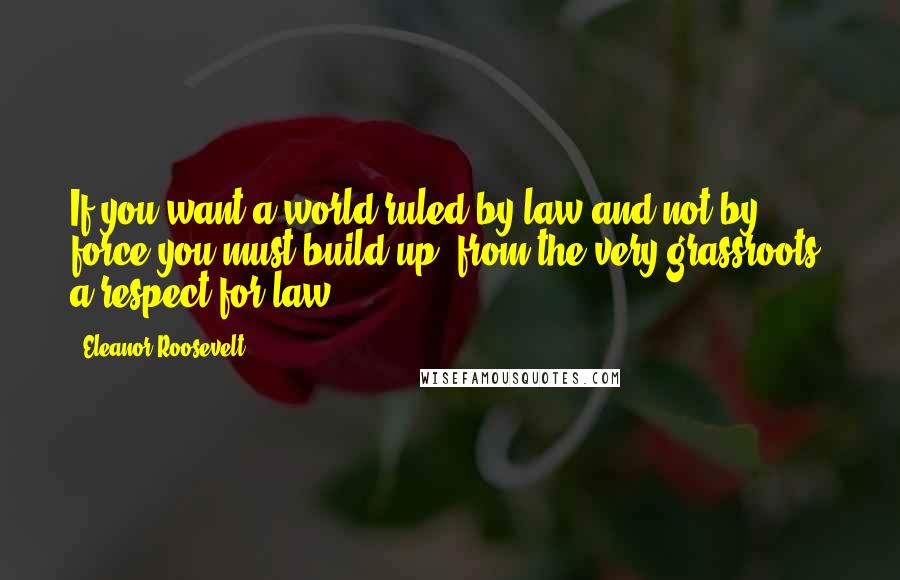 Eleanor Roosevelt Quotes: If you want a world ruled by law and not by force you must build up, from the very grassroots, a respect for law.