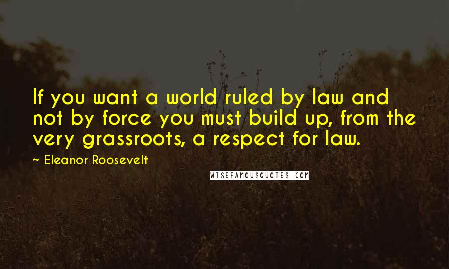 Eleanor Roosevelt Quotes: If you want a world ruled by law and not by force you must build up, from the very grassroots, a respect for law.