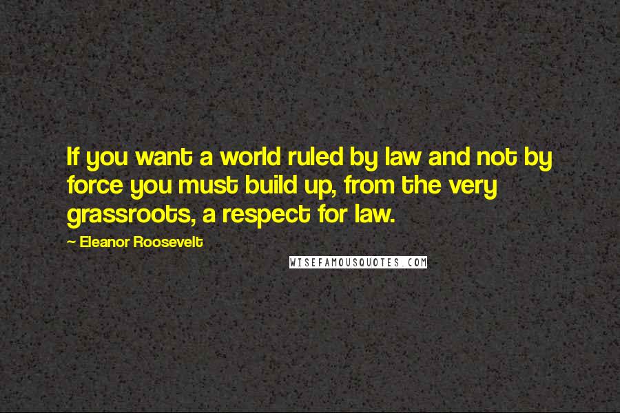 Eleanor Roosevelt Quotes: If you want a world ruled by law and not by force you must build up, from the very grassroots, a respect for law.