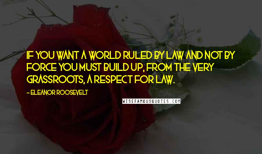 Eleanor Roosevelt Quotes: If you want a world ruled by law and not by force you must build up, from the very grassroots, a respect for law.