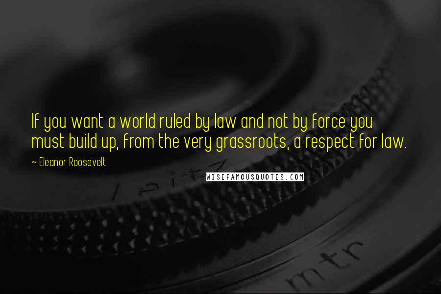 Eleanor Roosevelt Quotes: If you want a world ruled by law and not by force you must build up, from the very grassroots, a respect for law.