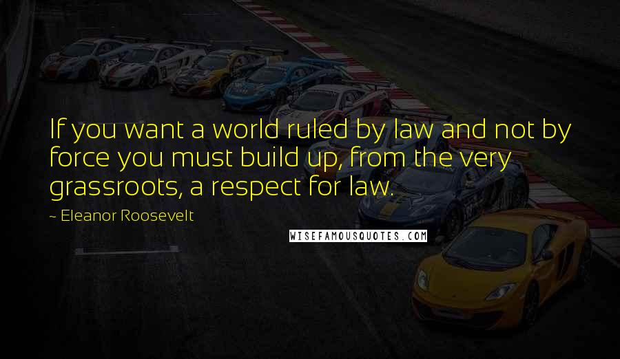 Eleanor Roosevelt Quotes: If you want a world ruled by law and not by force you must build up, from the very grassroots, a respect for law.