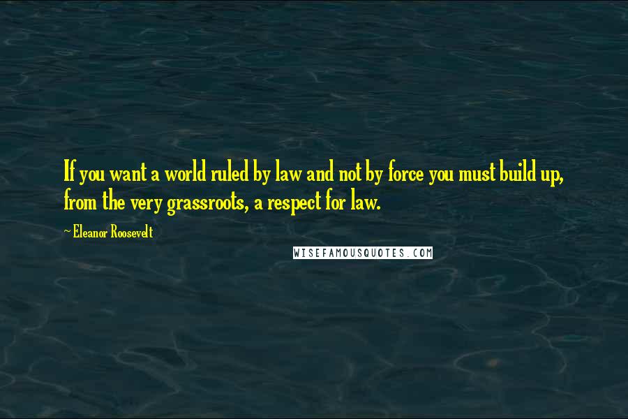 Eleanor Roosevelt Quotes: If you want a world ruled by law and not by force you must build up, from the very grassroots, a respect for law.