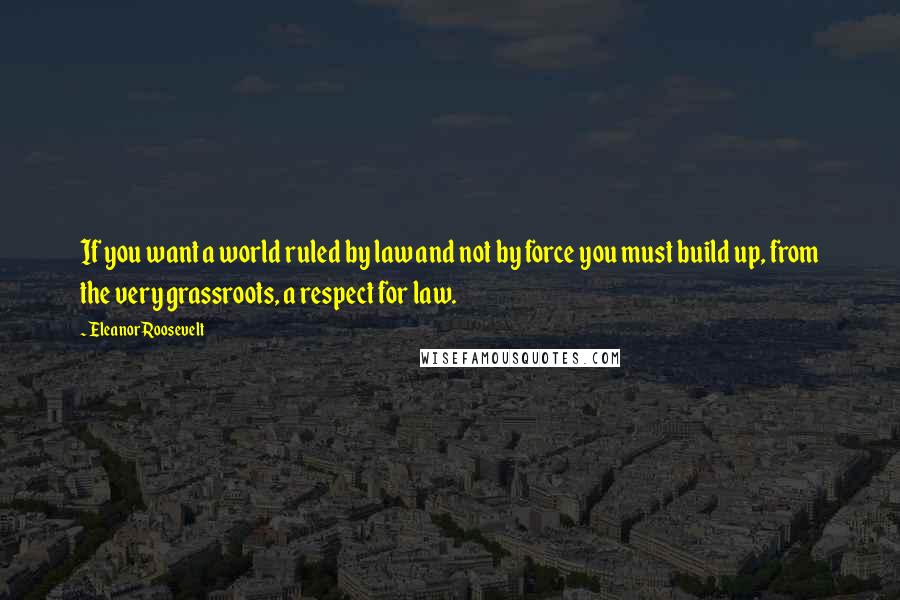 Eleanor Roosevelt Quotes: If you want a world ruled by law and not by force you must build up, from the very grassroots, a respect for law.