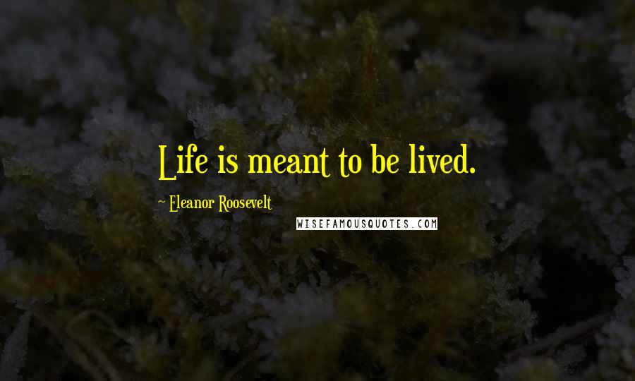 Eleanor Roosevelt Quotes: Life is meant to be lived.